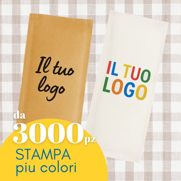 Portaposate in carta, personalizzabile con il tuo logo, una color avana, una bianca, scritta in primo piano da 3000 pz stampa piu colori